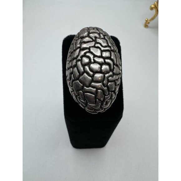 999 Fine Silver Vintage Mexico Modernist Beaded Oxidized Ring Size 7.5 - Picture 3 of 14